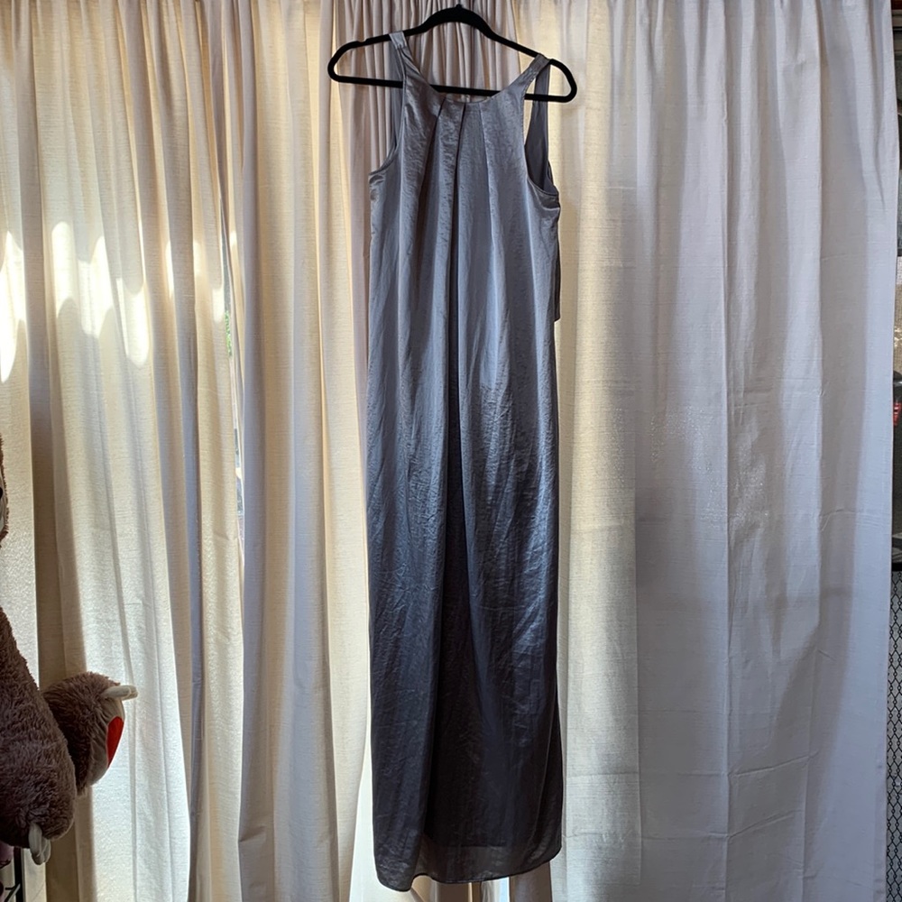 TOCCIN Liquid Satin Gray Dress Small